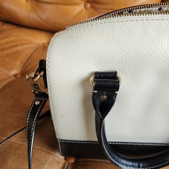 Kate Spade black and cream leather purse with crossbody or double handle straps - Picture 2 of 6